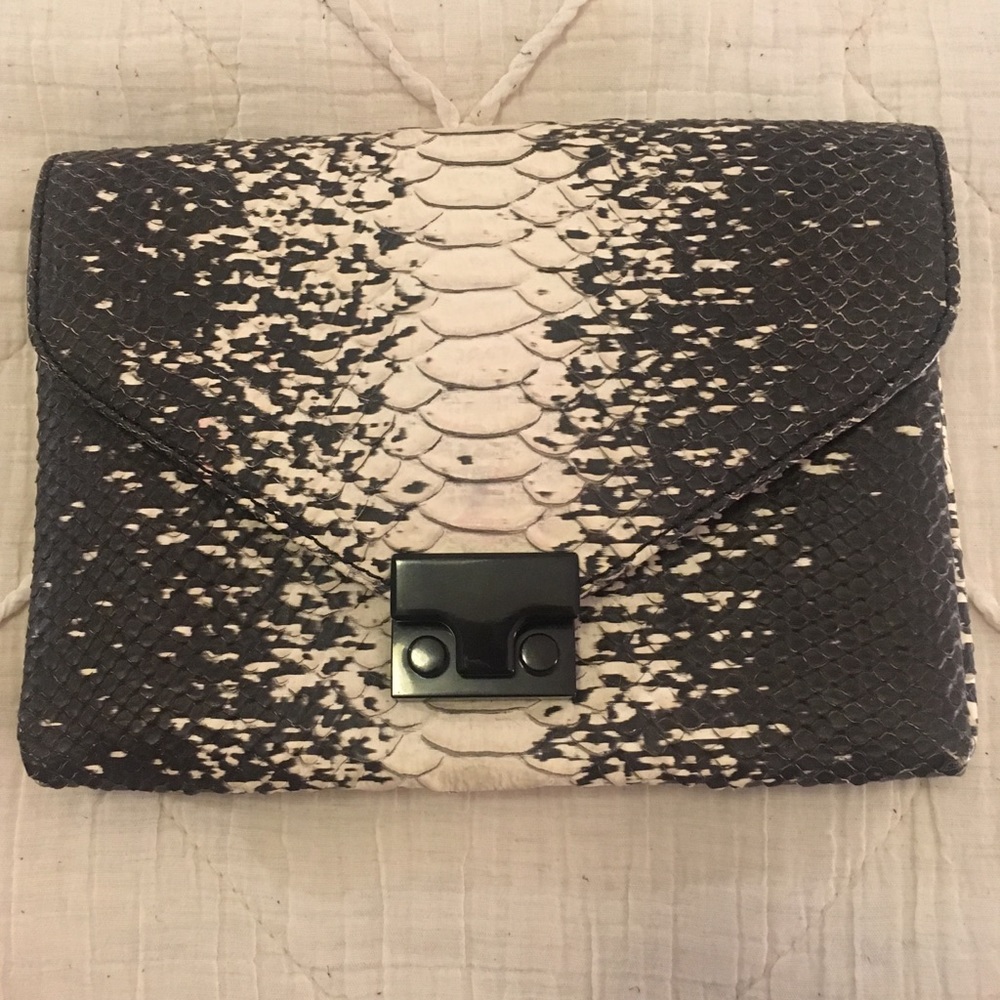 Loeffler Randall black&white chain strap clutch